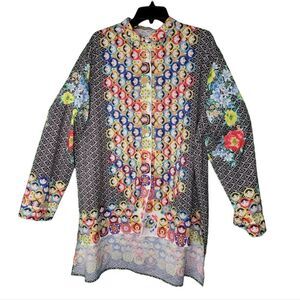 MISSLOOK  OVERSIZED MULTI-PRINT BLOUSE.